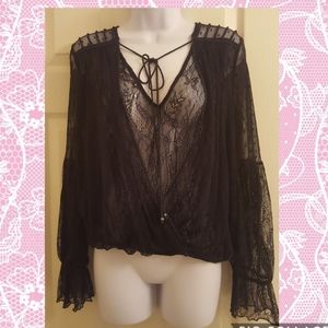 Free People Black Lace Blouse. Sz. M